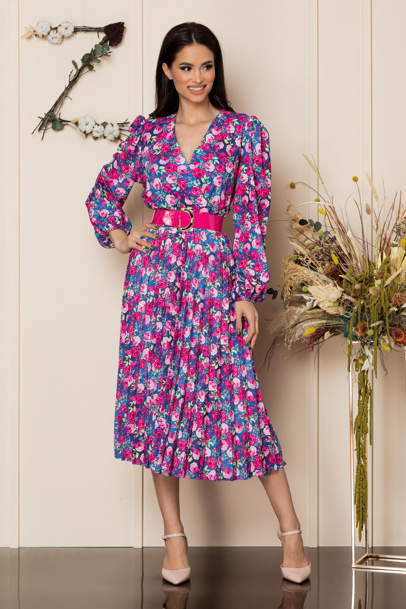 Rochie Malina Ciclam Floral