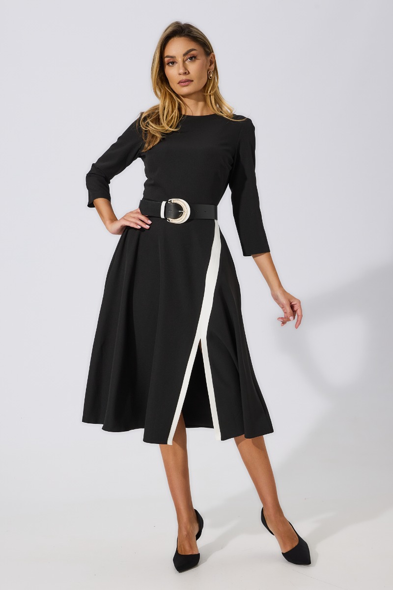 Rochie eleganta midi in clos Henley Neagra