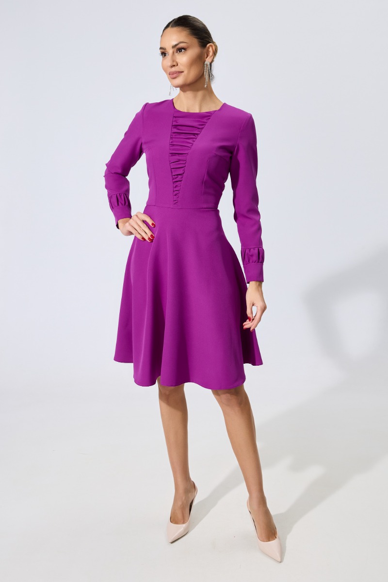 Rochie Moze eleganta in clos cu detalii incretite Ilona Violet